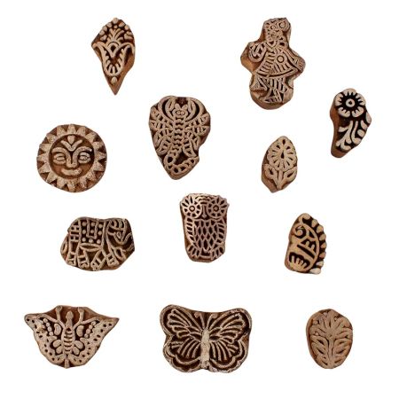 Set of 12 Piece New Mix Wooden Printing Blocks